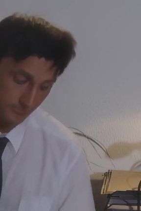 Horny Blonde Slut with Massive Fake Tits Gangbanged by 3 Office Studs!