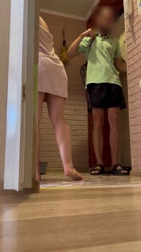 I dropped a towel in front of the courier, he got nervous and ran away