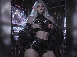 Hawt techno style white haired elf showing her booty and moist twat.