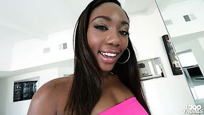 Nasty ebony hoe with big booty giving deepthroat blowjob