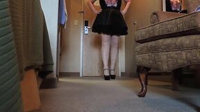 Sissy Ray in Purple Corset and Black Maids Skirt