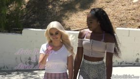 Aria Banks has lesbian sex with Anne Amari in her girlhood room