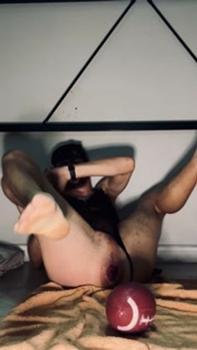 Desperate faggot with a ball in the ass