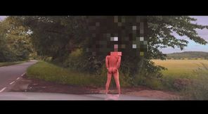 Risky wanking naked barefoot outside