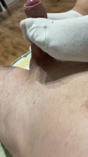 White socks footjob with cum