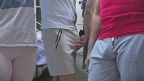 Forbidden Touch on Subway Train! Perv Stranger's Dick Gets hard while she accidental touch him. Shameless Guy CUMS Hard using girl's hand