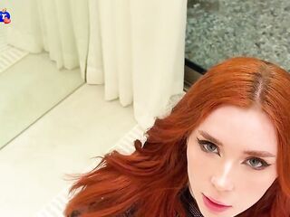 Redhead Girl in Fishnet Bodystocking Ardent Banging on the Floor Untill C...