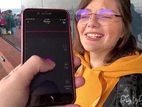 I control her pussy in public with a lovense lush - she moans and is embarrassed