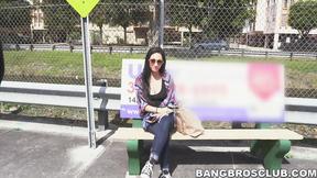 ”Stunning brunette with fine tits & booty needed a lift”