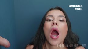 gorgeous skinny brunette 1st glory hole