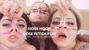 Nose Hook and Nose Fetish Play with Lydia Black and Kaiia Eve