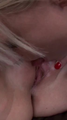 Lez blonde babe loves getting her pussy licked and toyed