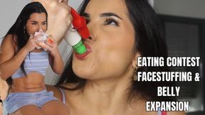 Eating contest facestuffing and belly expansion - OnlyVanessa (custom clip)
