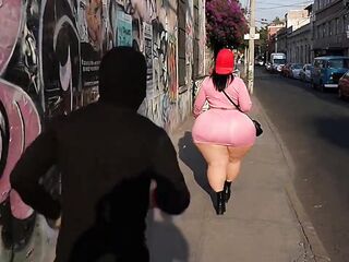 Large Booty Latin chick Walking on the Street Recorded from Behind