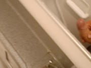 Horny on the plane and went to jerk off in the toilet