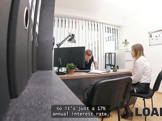 LOAN4K. Czech cutie with large bazookas is sucking cock in his office