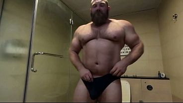 Sweaty jerking off after the gym.