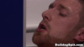 Gifted hunk wanks out milky cum in lockerroom