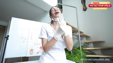 Dentist’s Latex Gloves Deepthroat Reverse Cowgirl with Stockings