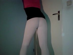 Amateur Crossdresser In White Leggings